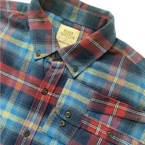 Lands' End Blake Shelton Blue and Red Plaid Flannel Shirt